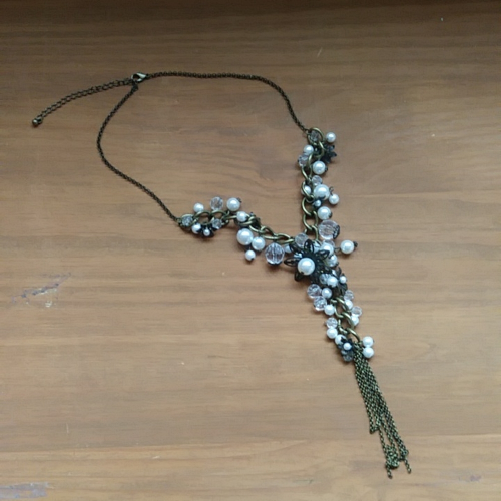 Vintage bronze faux pearl necklace